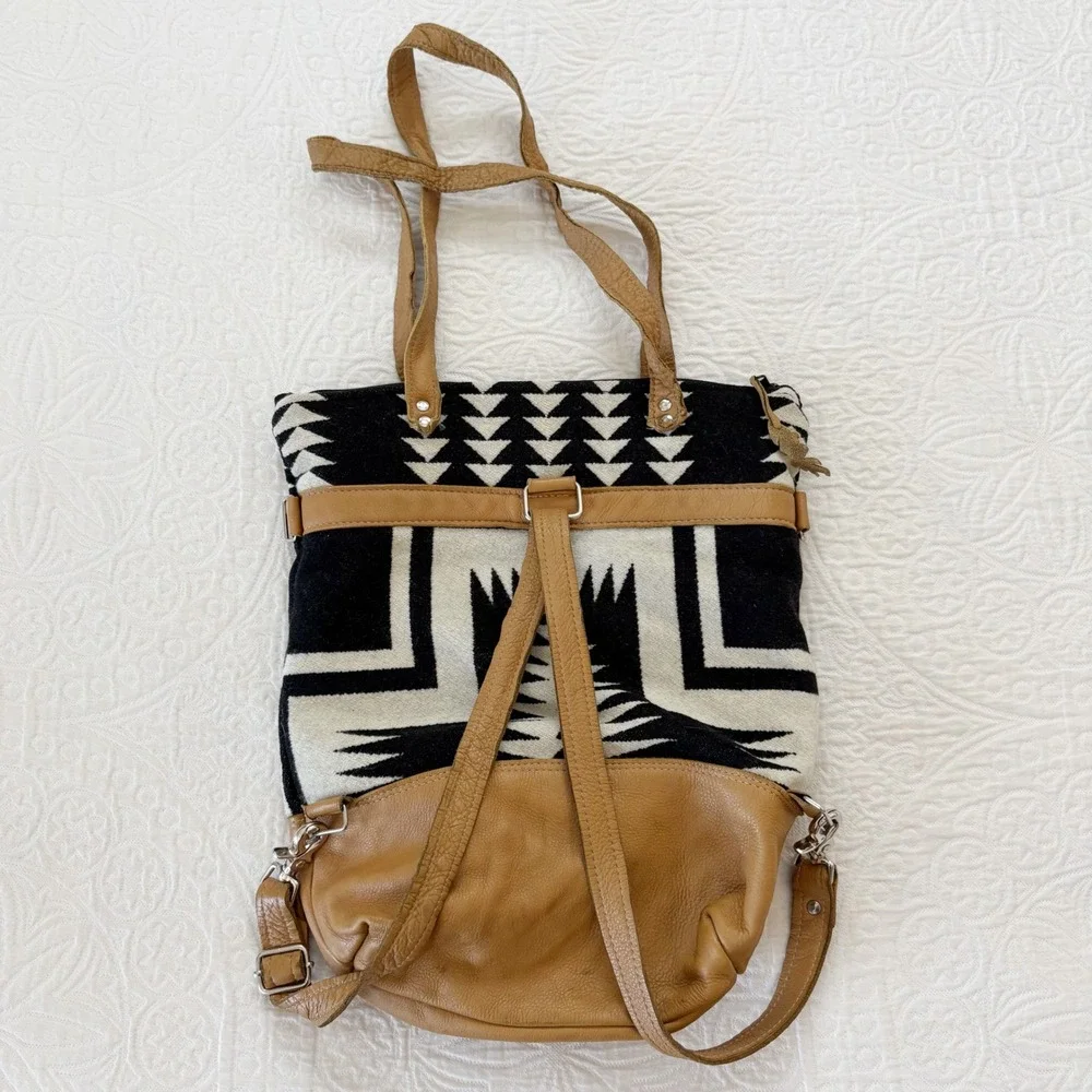 Mercy Grey Design Co Leather Bottom Convertible Backpack Shoulder Bag